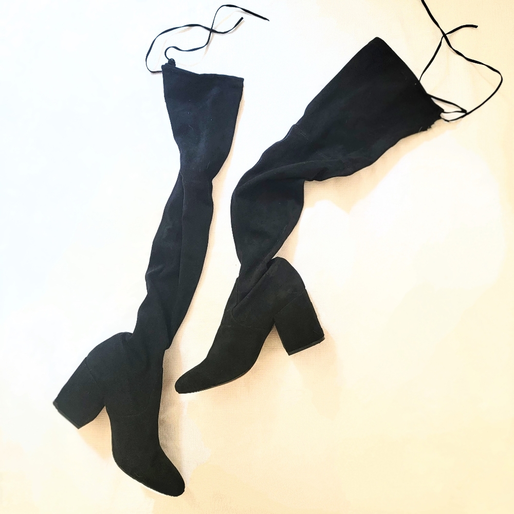Knee High Black Boots with small heel